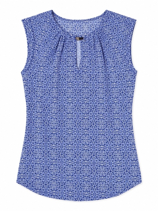 The Limited Tops - The Limited Blue Printed Sheer Blouse